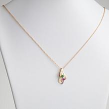 Birthstone Crystal Goldtone Sterling Silver Family Name Pendant