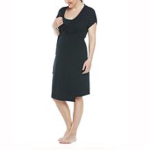 Blooming Women Birthing Wrap Dress & Nursing Poncho Set - Black/Spots