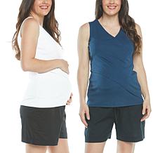 Blooming Women Crossover Maternity & Nursing Tank 2-pack, Navy/White