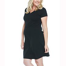 Blooming Women Maternity T-Shirt Dress Set of 2 - Black/Teal