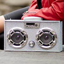Boombox Couture Mini Bling Boombox with BT & LED Lights