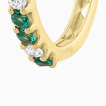 Bright Halo Lab Grown 0.50 ctw Gemstone & Diamond Hoop Earring, Ste...