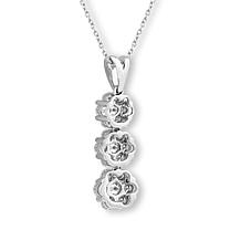 Bright Halo Lab Grown Diamond 2ctw Triple Drop Pendant with Chain
