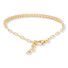 Bright Halo Lab-Grown Diamond Half-Tennis & Paperclip Chain Bracelet