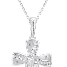 Bright Halo Lab Grown Diamonds 0.20 ctw Baguette Detail Cross Necklace