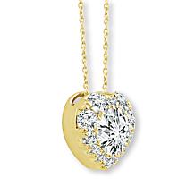 Bright Halo Lab Grown Diamonds 10K Gold 1.5ctw Heart Pendant and Chain