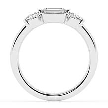 Bright Halo Lab Grown Diamonds 1.25 ctw 3 Stone Ring, Sterling