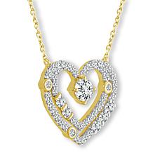 Bright Halo Lab Grown Diamonds 14K Gold 1ctw Double Heart Necklace