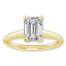 Bright Halo Lab Grown Diamonds 14K Gold 2ct Emerald Cut Solitaire Ring