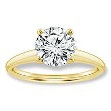 Bright Halo Lab Grown Diamonds 14K Gold 2ct Round Cut Solitaire Ring