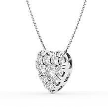 Bright Halo Lab Grown Diamonds 1.5 ctw Heart Pendant with Chain