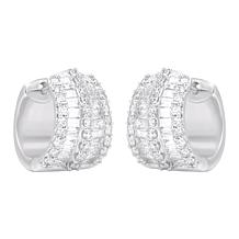 Bright Halo Lab Grown Diamonds 1.50 ctw Mixed Cut Huggie Hoops, Ste...