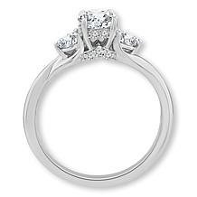 Bright Halo Lab Grown Diamonds 1cttw 10K Gold 3-Stone Engagement Ring