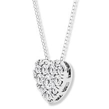 Bright Halo Lab Grown Diamonds 1ctw Heart Pendant with Chain