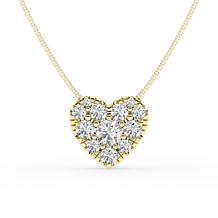 Bright Halo Lab Grown Diamonds 1ctw Heart Pendant with Chain