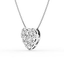 Bright Halo Lab Grown Diamonds 1ctw Heart Pendant with Chain