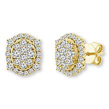 Bright Halo Lab Grown Diamonds 2ctw Oval Cluster Stud Earrings