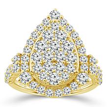 Bright Halo Lab Grown Diamonds 2ctw Pear Halo Cluster Ring