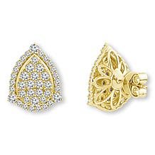 Bright Halo Lab Grown Diamonds 2ctw Pear Halo Cluster Stud Earrings