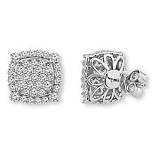 Bright Halo Lab Grown Diamonds 2ctw Square Cluster Stud Earrings