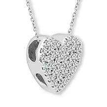 Bright Halo Lab Grown Diamonds .50ctw Pavé Heart Pendant with Chain