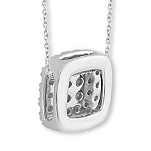 Bright Halo Lab Grown Diamonds .52ctw Pavé Cushion Pendant with Chain