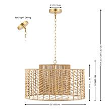 Brynora 4 Light 25" Black Paper Rope Iron Pendant