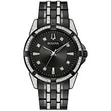 Bulova Black Stainless Steel Men's Watch and ID Bracelet Gift Set