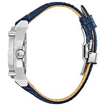 Bulova "Precisionist" 2-Tone Silvertone Women's Blue Leather Watch