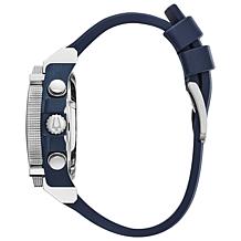 Bulova "Precisionist" Silvertone Men's Blue Strap Chronograph Watch