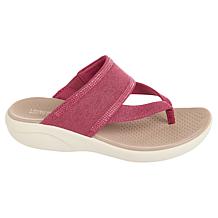 BZees Canvas Bright Thong Wedge Sandal