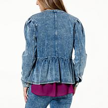 C Wonder Acid Wash Peplum Jacket