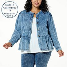 C Wonder Acid Wash Peplum Jacket
