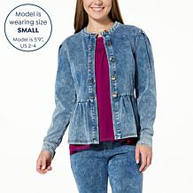 C Wonder Acid Wash Peplum Jacket