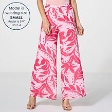 C Wonder by Christian Printed Georgette Wide-Leg Pull-On Pant