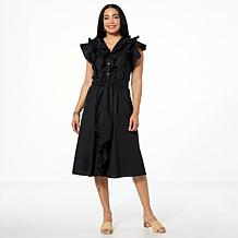 C Wonder by Christian Siriano Buttoned Ruffled Dress