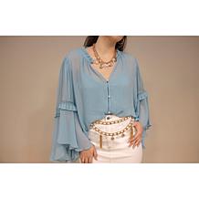 C Wonder by Christian Siriano Chiffon Drama Top