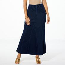 C Wonder by Christian Siriano Denim Paneled Maxi Skirt