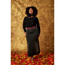 C Wonder by Christian Siriano Denim Paneled Maxi Skirt