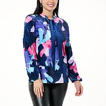 C Wonder by Christian Siriano Long Blouson Sleeve Top with Bow Detail