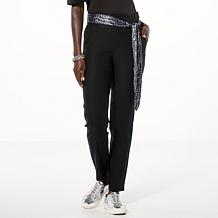 C Wonder by Christian Siriano Performance Stretch Knit Scarf Belt Pant