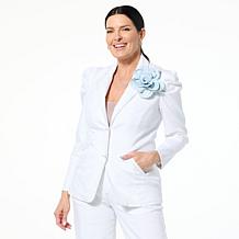C Wonder by Christian Siriano Puff-Shoulder Denim Blazer