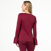 C Wonder by Christian Siriano Ruffle Cuff Sequin Detail Top