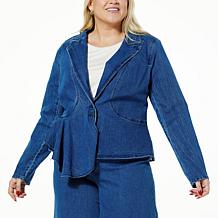 C Wonder by Christian Siriano Ruffle Denim Blazer