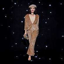 C Wonder by Christian Siriano Sequined Velvet Peplum Cardigan