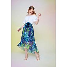 C Wonder by Christian Siriano Tulle and Satin Waist Hi-Low Skirt