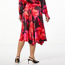 C Wonder Dutchess Satin A-Line Midi Skirt