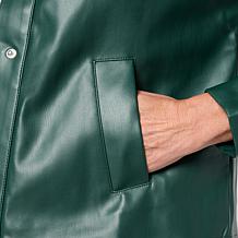 C Wonder Faux Leather Puff Sleeve Cropped Jacket