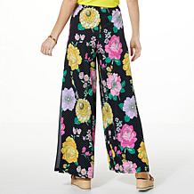 C Wonder Floral Crepe Wide Leg Gusset Pant 