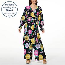 C Wonder Floral Crepe Wide Leg Gusset Pant 